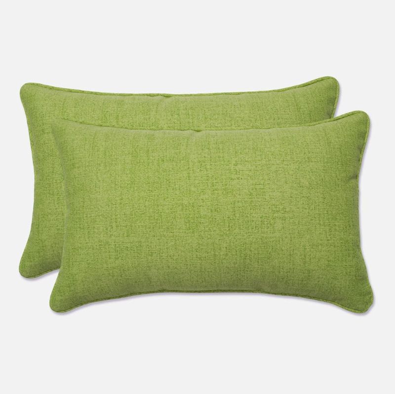 Photo 1 of Pillow Perfect Pompeii Solid Indoor/Outdoor Lumbar Pillow Plush Fill, Weather and Fade Resistant, Lumbar - 11.5" x 18.5",, Green, 2 Count
