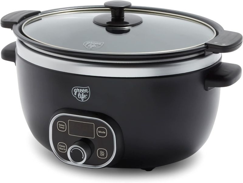 Photo 1 of GreenLife Cook Duo Healthy Ceramic 6QT Slow Cooker, Digital Timer Parts, Black & Healthy Ceramic