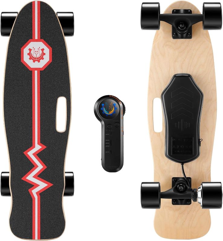 Photo 1 of CAROMA 350W Electric Skateboards for Adults Teens, 27.5" 7 Layers Maple Electric Longboard with Remote, 12.4 MPH Top Speed, 8 Miles Max Range, 220lbs Max Load E Skateboard
