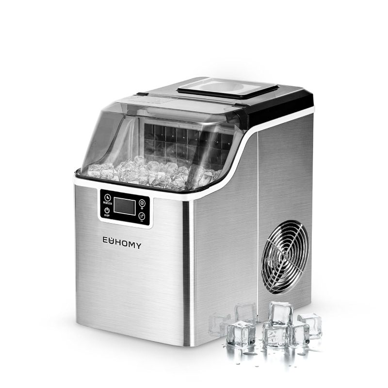 Photo 1 of EUHOMY Ice Cube Maker Machine Countertop, 2 Ways to Add Water, 45Lbs/Day 24 Pcs Ready in 13 Mins, Self-Cleaning Portable Compact, with Ice Scoop & Basket, Perfect for Home/Kitchen/Office/Bar
