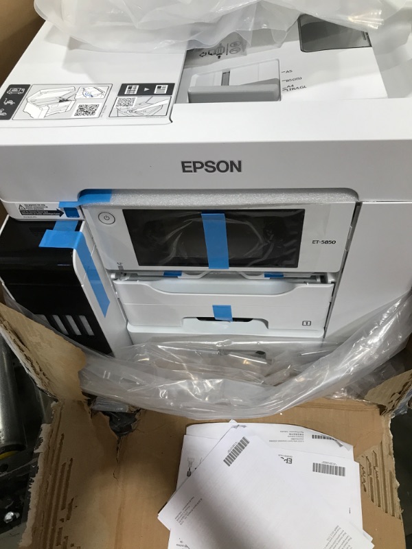 Photo 4 of Epson EcoTank Pro ET-5850 Wireless Color All-in-One Supertank Printer with Scanner, Copier, Fax and Ethernet, White ET-5850 FAX/Print/Copy/Scan