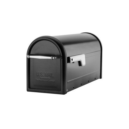 Photo 1 of Chadwick Post Mount Mailbox Black with Nickel Flag
