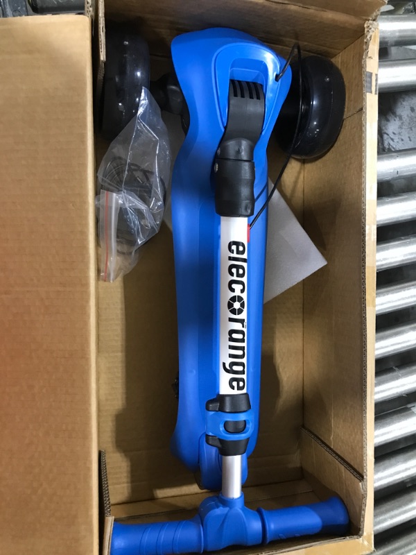 Photo 2 of ELECOSMOS Foldable Electric Scooter for Kids Ages 3-12, Thumb Throttle, Flash Deck & 3 Extra Wide Light Up Big Wheels, 3 Heights Adjustable, 5 MPH Safe Speed, Super Lightweight Kick Scooter for Kids
