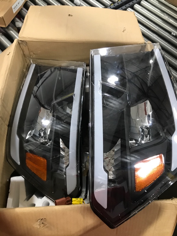 Photo 3 of Alpha Owls 8711880 Crystal Headlights With White LED Light Bar - Black Amber Fits 2009-2018 Dodge Ram 1500 2500 3500/2019-2023 Classic Halogen Models
