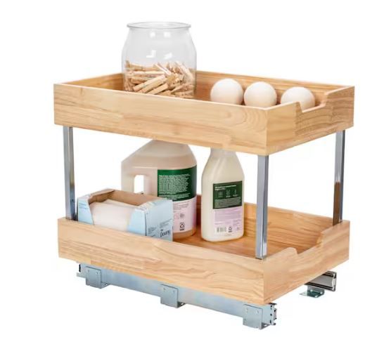 Photo 1 of 14.5 in. 2-Tier Pull-Out Wood Cabinet Organizer
