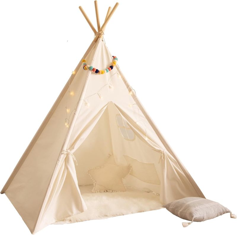 Photo 1 of Kids Teepee Tent for Kids - with Light String | Teepee Tent for Kids | Kids Play Tent | Kids Teepee Play Tent | Toddler Teepee Tent for Girls & Boys
