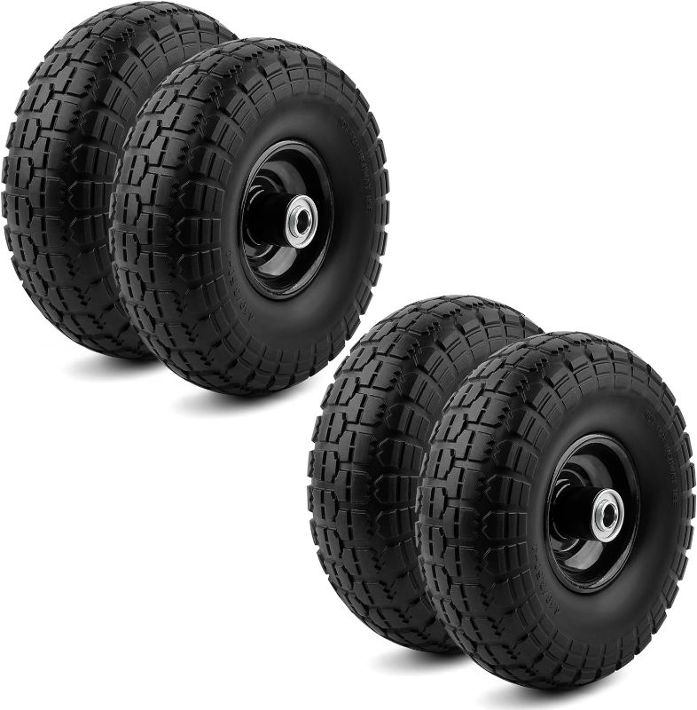 Photo 1 of 10" Flat-Free Replacement Tires for Garden Including Cart, Black (Flat Free) NO Flats Ever - 4 PACK
