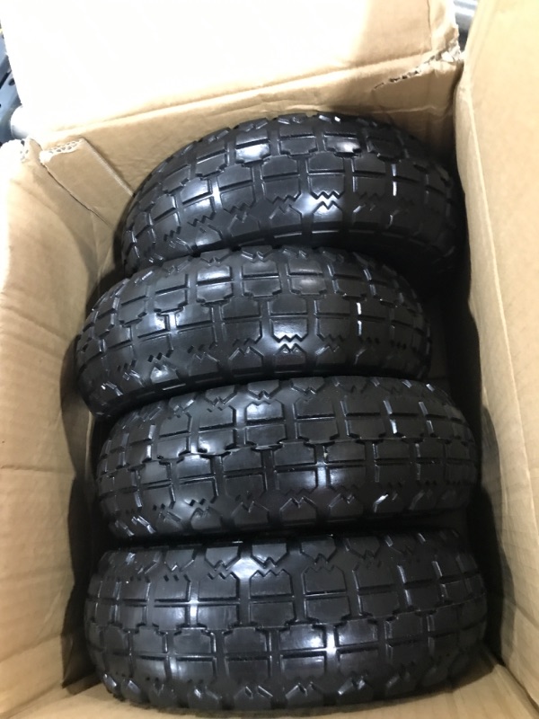 Photo 2 of 10" Flat-Free Replacement Tires for Garden Including Cart, Black (Flat Free) NO Flats Ever - 4 PACK
