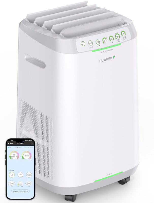 Photo 1 of Nuwave OxyPure ZERO Smart Air Purifier, Large Area up to 2,002 Sq Ft, Dual 4-Stage Air Filtration, Adjustable 30°, 60°, 90° Vents, Washable & Reusable Filters for ZERO Waste & Replacements, White
