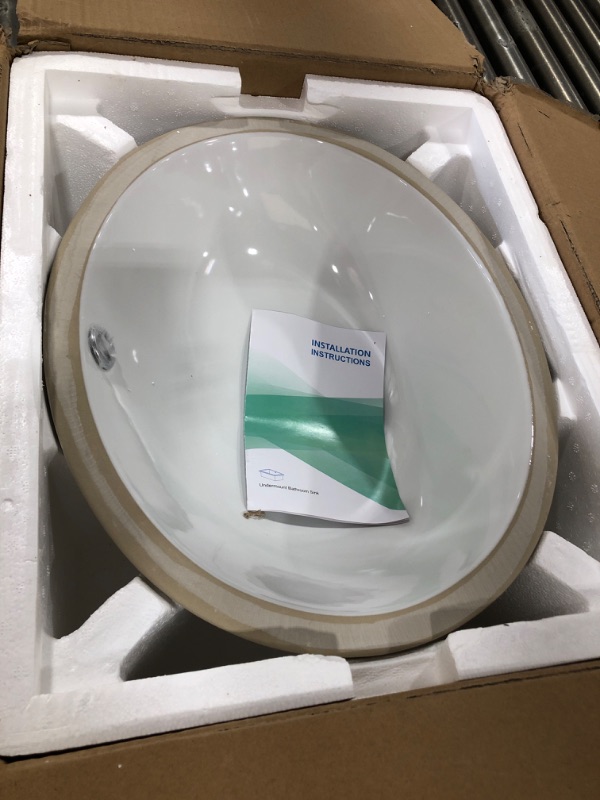 Photo 2 of Undermount Bathroom Sink Oval - Dcolora 16"x13" White Porcelain Ceramic Oval Vessel Sink Under Counter Lavatory Vanity Bath Sink Bowl Basin With Overflow 16"x13" White-Under
