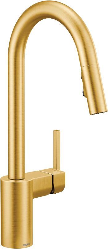 Photo 1 of Moen Align Brushed Gold One-Handle Modern Kitchen Pulldown Faucet with Reflex Docking System and Power Clean Spray Technology, 7565BG
