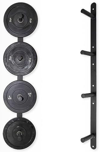 Photo 1 of Signature Fitness Weight Plate Storage Rack, Weight Plate Holder Wall Mounted Bumper Plate Storage for Home Gym, Fit 2" Olympic Plates, 4 Pegs
