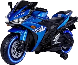 Photo 1 of 12V Kids Ride On Motorcycle,550W Electric Ride On Motorcycle with Training Wheels, Light Wheels, Manual Throttle,LED Lights, Music,USB,MP3,1.8-3.2 MPH Speed,Gift for Children Boys blue 