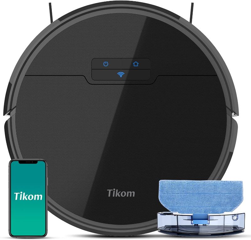 Photo 1 of Tikom Robot Vacuum and Mop, G8000 Robot Vacuum Cleaner, 2700Pa Strong Suction, Self-Charging, Good for Hard Floors, Black
