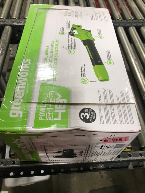 Photo 3 of Greenworks 48V (2 x 24V) Cordless Brushless Axial Leaf Blower (140 MPH / 585 CFM / 125+ Compatible Tools), (2) 4.0Ah Batteries and Dual Port Rapid Charger Included
