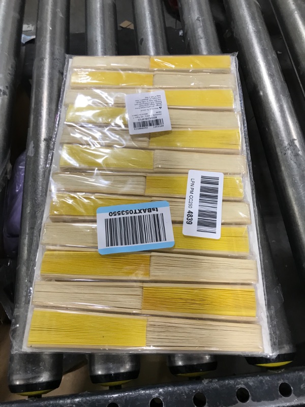 Photo 1 of JOHOUSE Foldable Bamboo Fans, 12PCS Eastern Style Handheld Fan Japanese Chinese Fan for DIY Decoration Wedding Dancing Party Summer Dark YELLOW 