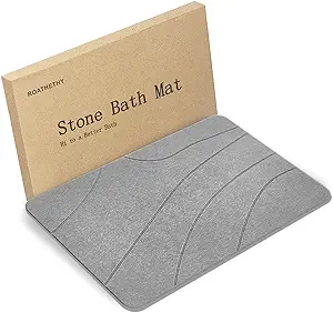 Photo 1 of ROATHETHY Non-Slip Stone Bath Mat for Natural Diatomaceous Earth, Anti Slip and Quickly or Fast Drying Diatomite Shower Mats, dark  Grey