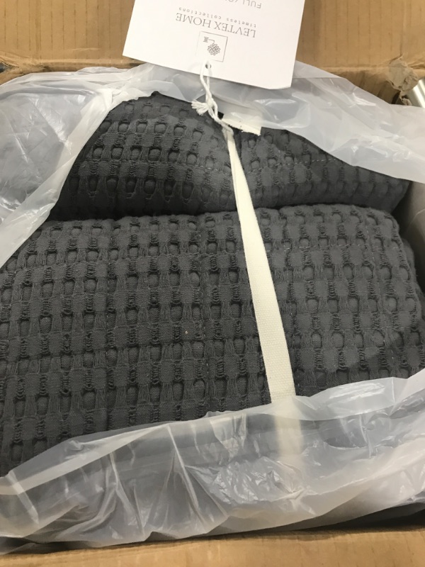 Photo 2 of Levtex Home - Mills Waffle - Full/Queen Quilt Set - Charcoal Cotton Waffle - Quilt Size (88 x 92in.), Sham Size (26 x 20in.) Charcoal Full/Queen Quilt