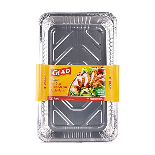 Photo 1 of Glad Disposable Aluminum Full Size Deep Steam Pan | 2 Count | Foil Steam Pan | 20.5” X 12.5” X 2.75” Aluminum Pan | Disposable Steamware | Glad--- 6 pieces
