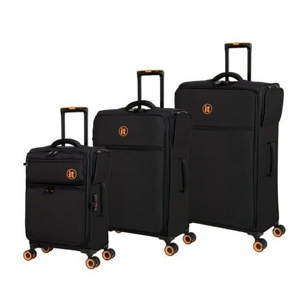 Photo 1 of It Luggage Simultaneous 3 Piece Softside 8 Wheel Expandable Spinner Luggage Set Black
