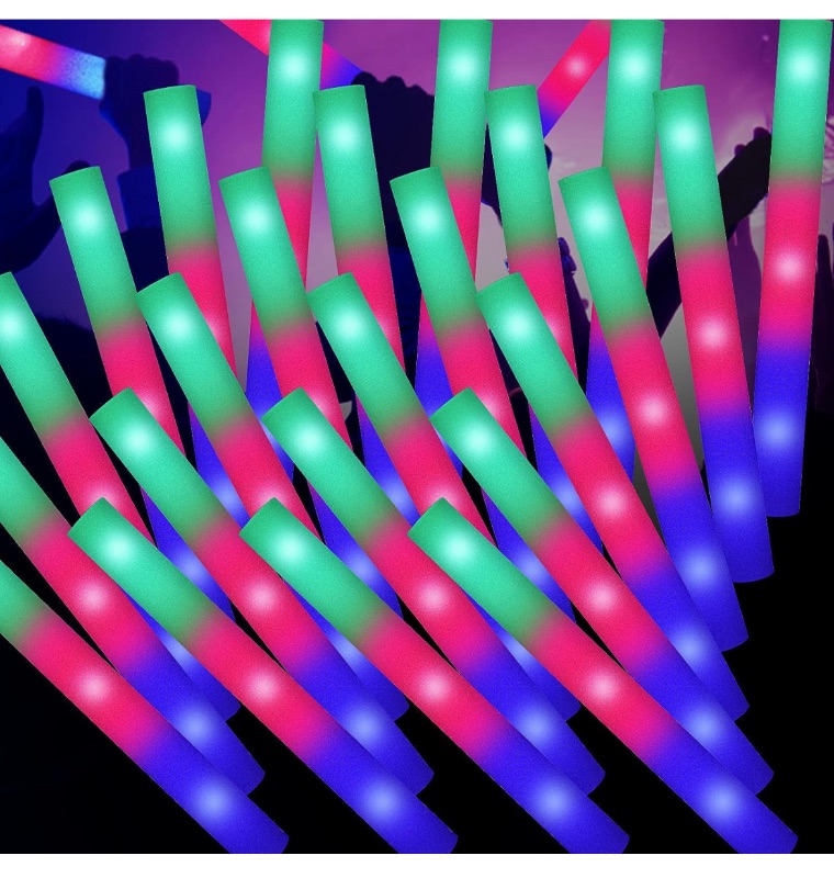 Photo 1 of 100 PCS LED Foam Sticks, Bulk Foam Glow Sticks with 3 Modes Colorful Flashing, Glow in Dark Party Supplies, Glow Stick Party Pack for Wedding, Raves, Concert,Camping, Sporting Events, Pool Party