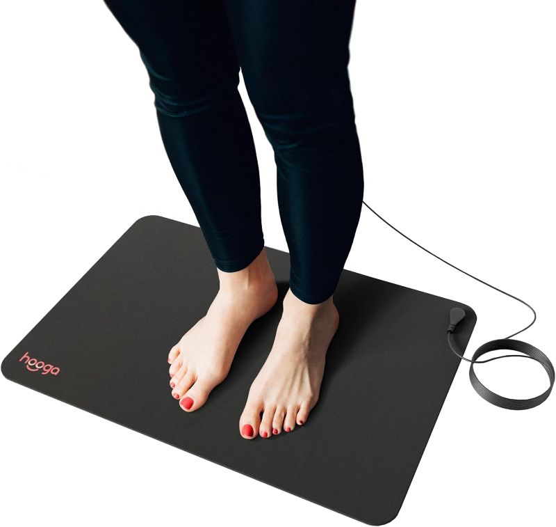 Photo 1 of Hooga Grounding Mat for Sleep, Energy, Pain Relief, Inflammation, Balance, Wellness. Earth Connected Therapy. Indoor Grounding at Home, Office, Work. 15 Foot Cord Included. Conductive Carbon 