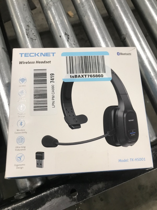 Photo 2 of TECKNET Trucker Bluetooth Headset with Microphone Noise Canceling Wireless On Ear Headphones, Hands Free Wireless Headset for Cell Phone Computer Office Home Call Center Skype (Black)