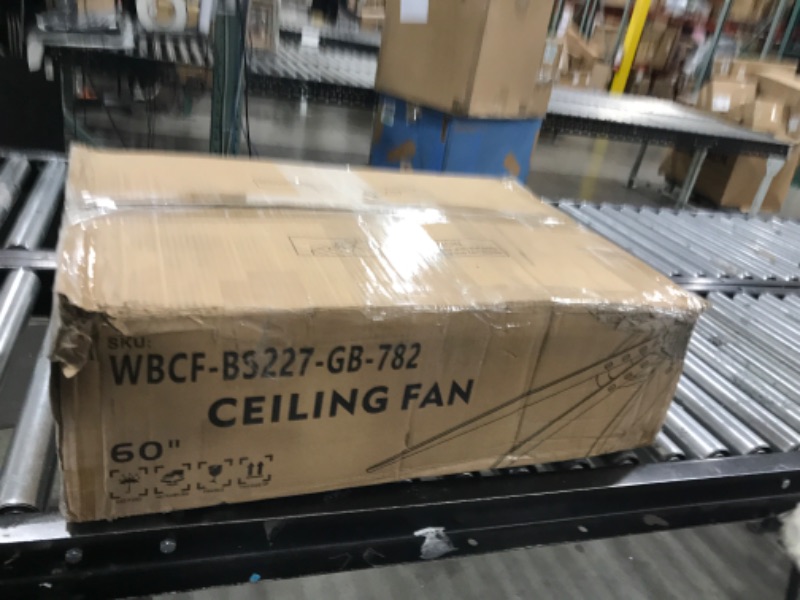 Photo 1 of 60" Modern Ceiling Fan with Light and Remote Control, 8 Aluminum Blades 6-Speeds Noiseless Reversible Powerful DC Motor, Large Ceiling Fan for Bedroom Dinning Living Room, Gold+Black 60" (Led Light / 3 Downrods) Gold+Black