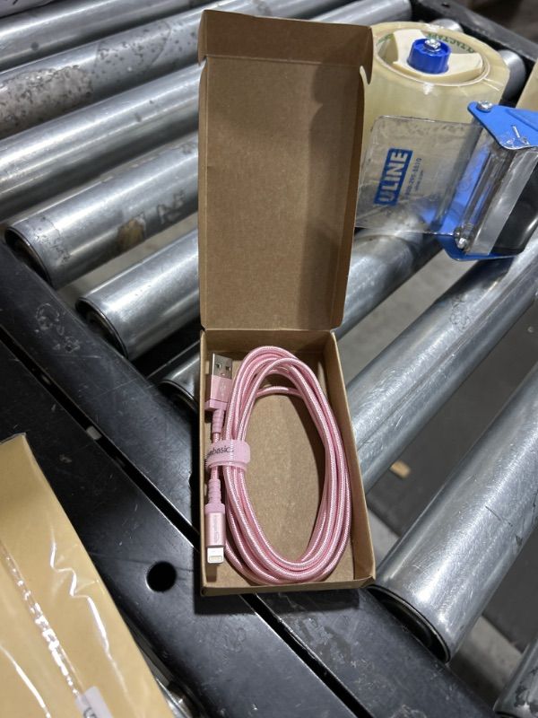 Photo 1 of Amazon Basics USB-A to Lightning Charger Cable, Nylon Braided Cord, MFi Certified Charger for Apple iPhone 14 13 12 11 X Xs Pro, Pro Max, Plus, iPad, 6 Foot, Rose Gold