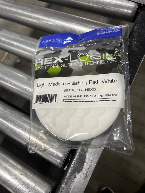 Photo 2 of Chemical Guys BUFX_104_HEX5 Hex-Logic Light-Medium Polishing Pad, White, 5.5" Pad Made for 5" Backing Plates, 1 Pad Included 5.5 Inch Light-Medium Polishing Pad