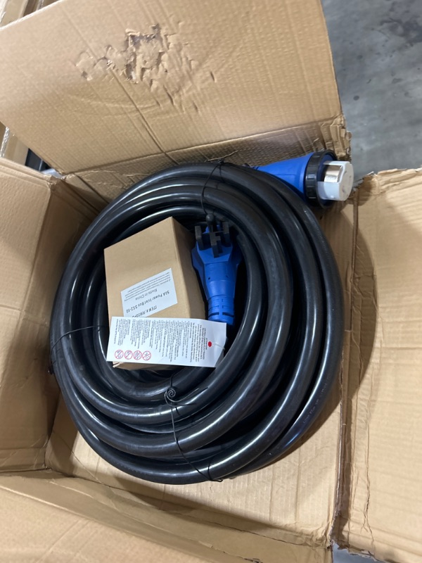 Photo 2 of 50 Amp Generator Cord and Power Inlet Box, 50FT Generator Cords 50 Amp,125V/250V Generator Power Cord NEMA14-50P/SS2-50R Twist Lock Connector 50FT Black+Blue