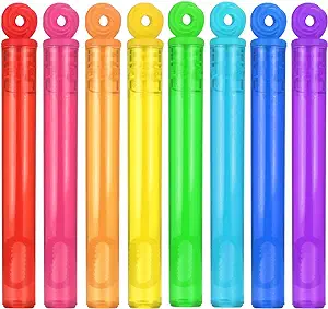 Photo 1 of 128 Piece 8 Colors Mini Bubble Wands Assortment Party Favors Toys for Kids Child, Christmas Celebration,Thanksgiving New Year, Themed Birthday,Wedding, Bath Time,Summer Outdoor Gifts for Girls Boys 