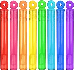 Photo 1 of 128-Piece 8 Colors Mini Bubble Wands Assortment Party Favors Toys for Kids Child, Christmas Celebration,Thanksgiving New Year, Themed Birthday,Wedding, Bath Time,Summer Outdoor Gifts for Girls Boys
