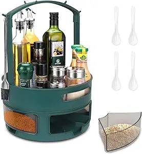 Photo 1 of FYY Lazy Susan Organizer, 9.4 inch Turntable Cabinet Organizer Rotating Spice Rack Kitchen Storage Cosmetic Makeup Organizers for Cabinet Kitchen Pantry Refrigerator Countertop Organization-Green 