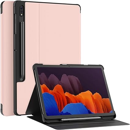 Photo 1 of Soke Galaxy Tab S8+/S7 FE/S7 Plus Case with S Pen Holder [SM-X800/X806/T730/T736B/T970/T975] - Shockproof Stand Folio Case for Samsung Tab S8+ 2022/S7 FE 2021/S7 Plus 2020 12.4" Tablet,Pink 