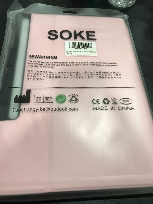 Photo 1 of Soke Galaxy Tab S8+/S7 FE/S7 Plus Case with S Pen Holder [SM-X800/X806/T730/T736B/T970/T975] - Shockproof Stand Folio Case for Samsung Tab S8+ 2022/S7 FE 2021/S7 Plus 2020 12.4" Tablet,Pink 