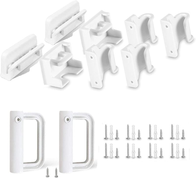 Photo 1 of Grenfu Retractable Baby Gate Replacement Parts Kit Child Safety Gate Full Set Wall Mounting Hardware with Brackets Anchors and Screws White
