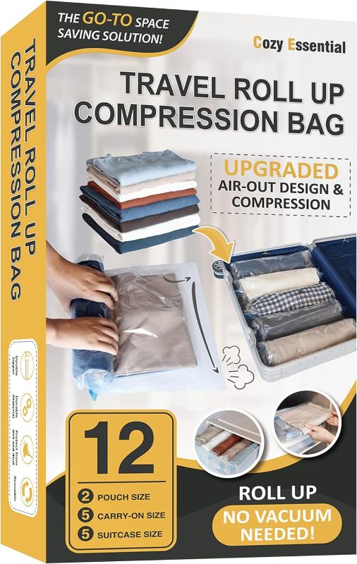 Photo 1 of 12 Hand  Compression Travel Bags-Space Saver Bags for Luggage and Cruises (5 Large, 5 Medium, 2 Small), No Vacuum Needed