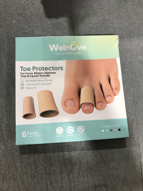 Photo 2 of Welnove 12-Pack Gel Toe Separators – Bunion Pads – Toe Spacers for Straightening Overlapping Toes for Men and Women - Transparent Black Multi-Size(Black)