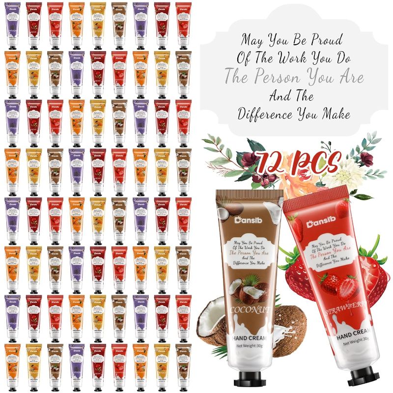 Photo 1 of Employee Appreciation Hand Cream Gifts Set May You Be Proud Hand Care Cream, Moisturizing Mini Hand Lotion Scented Lotion in Bulk for Coworkers Stocking Stuffers Holiday, 6 Flavors(72 Pcs)

