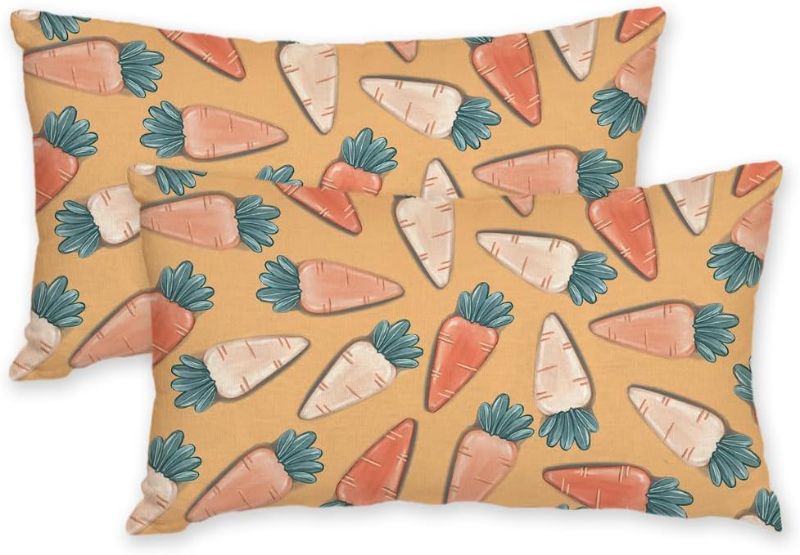 Photo 1 of AACORS Easter Pillow Covers 18x18 Set of 2,Carrots Decorations Holiday Farmhouse Spring Pillow Case for Home Sofa Couch Decor (Orange AA435-18-2