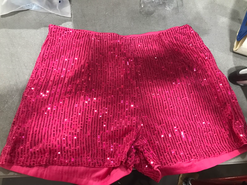 Photo 1 of Zerbala Women's Sequin Shorts High Waist Sparkle Party Shorts with Pockets Large