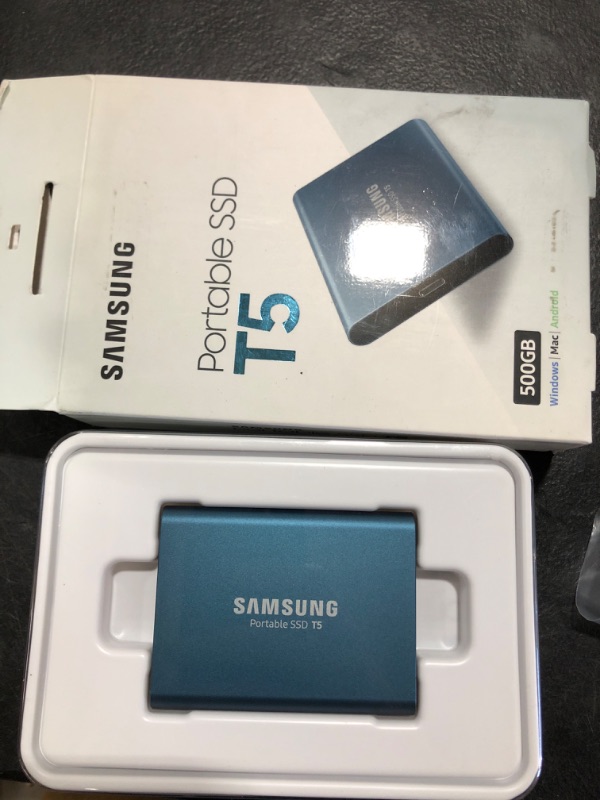 Photo 2 of SAMSUNG T5 Portable SSD 500GB - Up to 540MB/s - USB 3.1 External Solid State Drive, Blue (MU-PA500B/AM)
