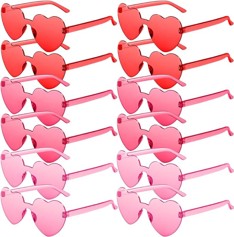 Photo 1 of RTBOFY 12 Pack Heart Sunglasses Heart Shaped Sunglasses with Candy Color for Women Thanksgiving Party Favor Halloween Glasses
