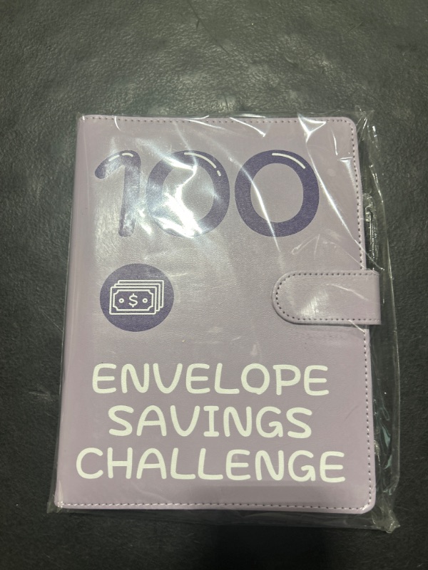 Photo 2 of 100 Envelopes Money Saving Challenge, 2023 PU Leather 100 Envelope Challenge Binder, Easy and Funny Way to Save $5,050 Budget Planner, 100-Day Envelope Challenge Kit Money Saving Binder Leather-Purple