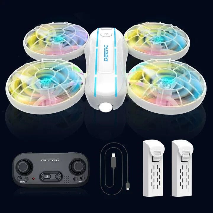 Photo 1 of DEERC Mini Drone for Kids, D33 LED Remote Control Drone with 2 Batteries, Kids Drone with Auto Hovering, Headless Mode, 3D Flips and Throw to Go, Great Gift Toys for Boys Indoor Drone