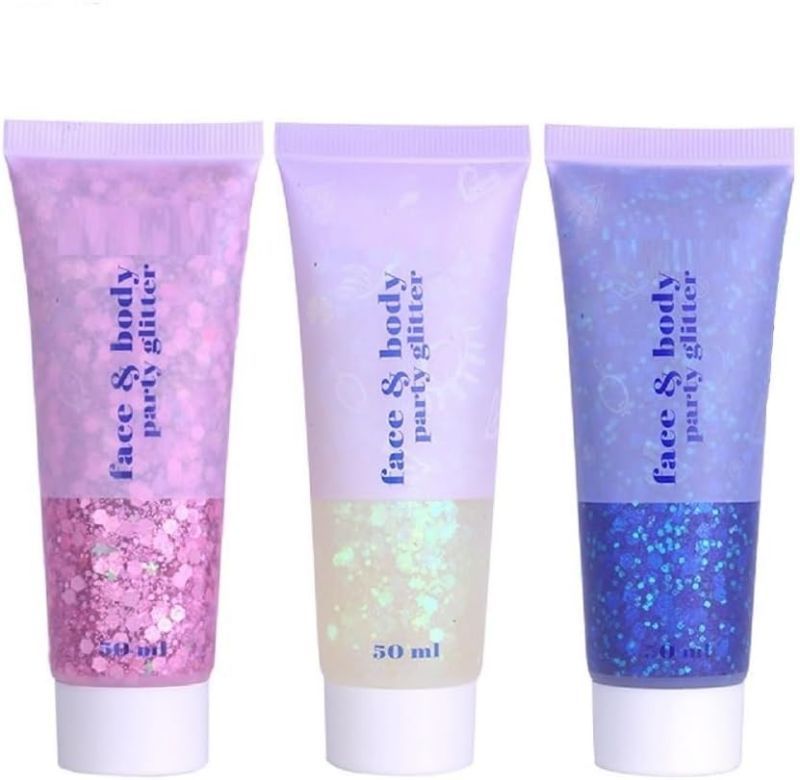 Photo 1 of 3 Color Face and Body Glitter Gel, Neon Accessories Outfit Glow Party for Body Glitter Stick Holographic Glitter Makeup

COLORS: GOLD--SILVER--BLUE