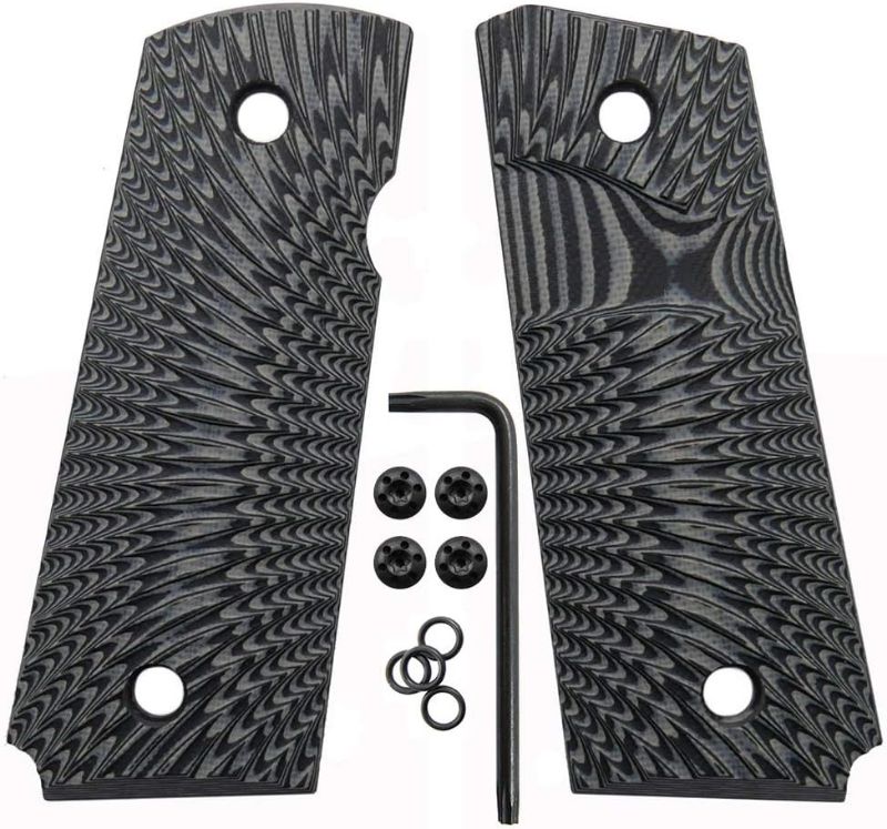 Photo 1 of Cool Hand 1911 G10 Grips, Compact/Officer, Black Gun Grips Screws Included, Big Scoop, 3/16" Thin, OPS Texture, These Grips Only Work with Short Bushings
