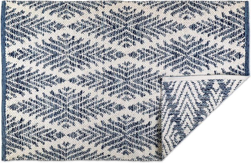 Photo 1 of DII Woven Rugs Collection Hand-Loomed, 2x3', Navy Blue Diamond