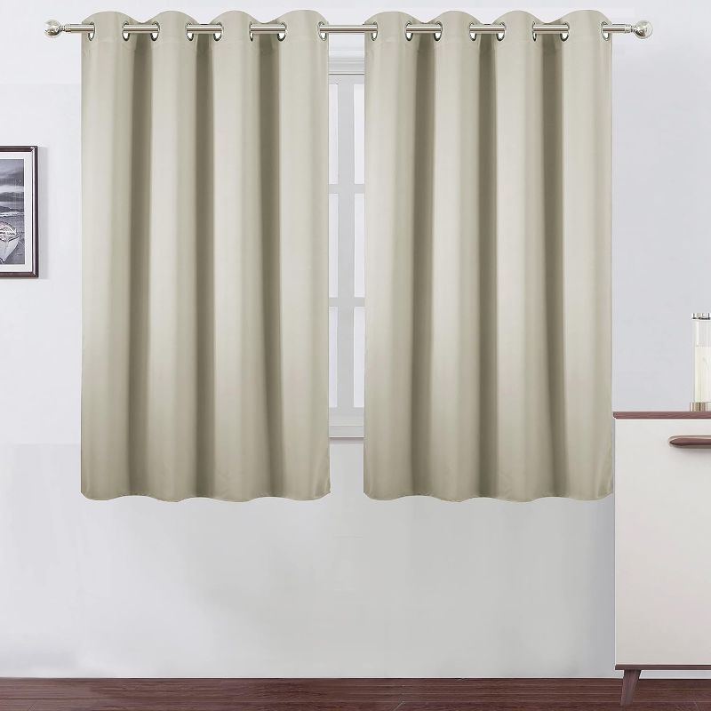 Photo 1 of LEMOMO Light Beige Blackout Curtains/52 x 45 Inch Length Kids Curtains/Set of 2 Panels Grommet Bedroom Curtains for Living Room Curtains